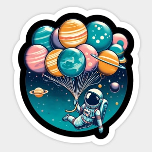 Funny Astronaut Space Balloon Planet Solar System Design Sticker